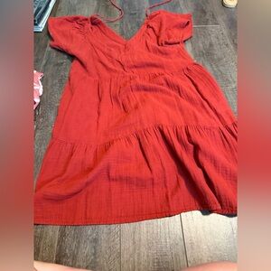 Old Navy Red Tiered Babydoll Dress